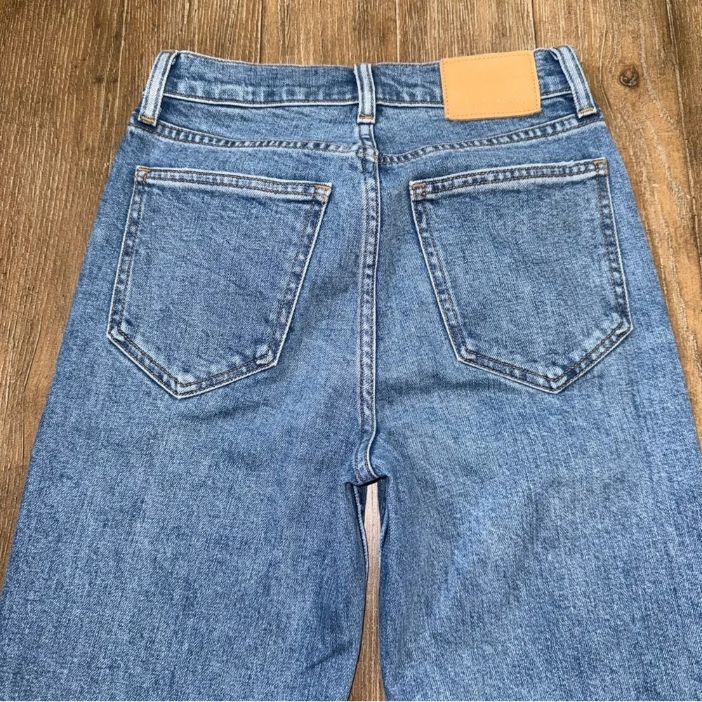 Aritzia Denim Forum The Arlo High Rise Straight Jeans Sz 24 Blue 90s button fly